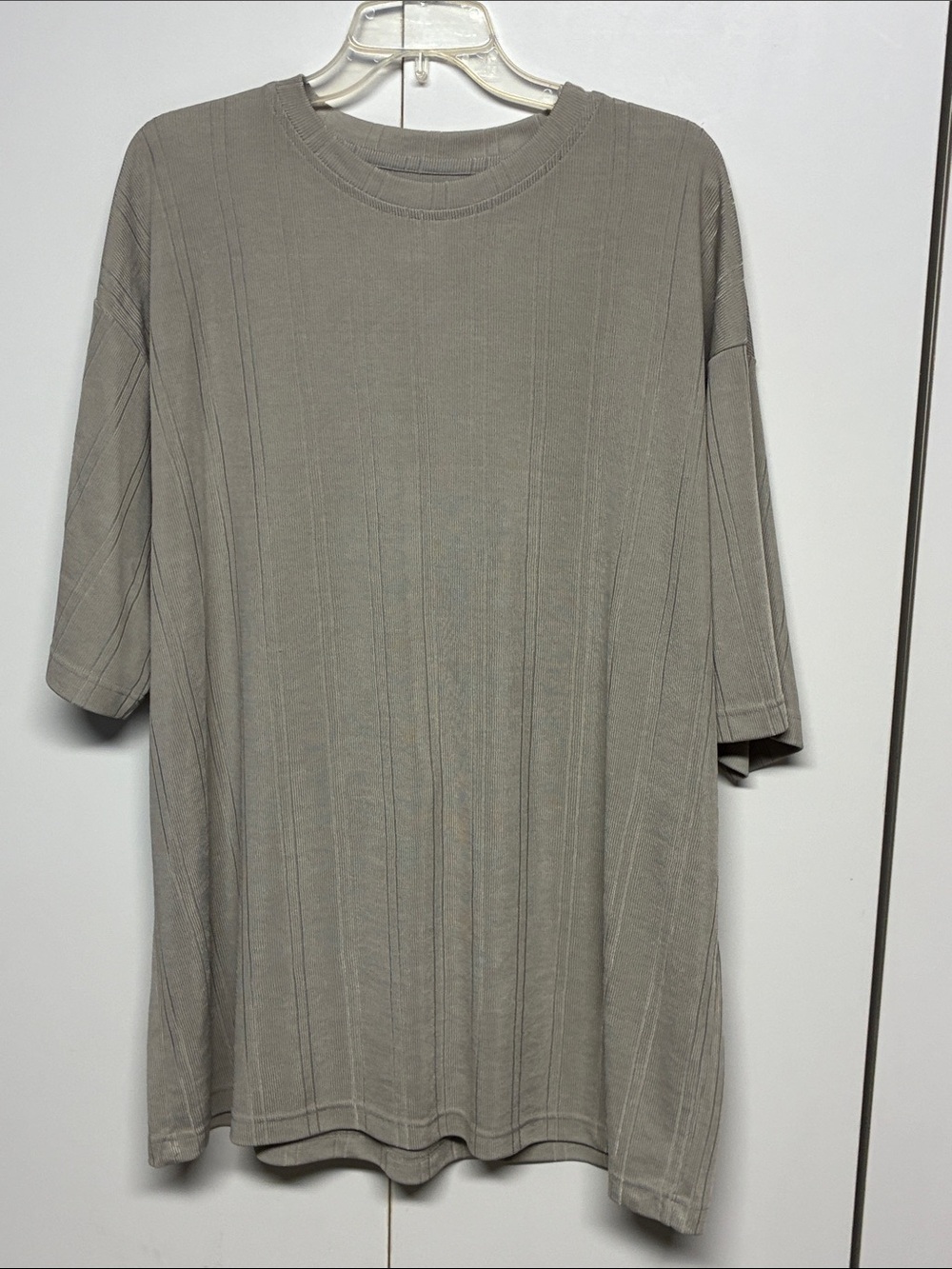 King Size 2XL Taupe Ribbed Knit Tunic Top Plus Size 3/4 Sleeve